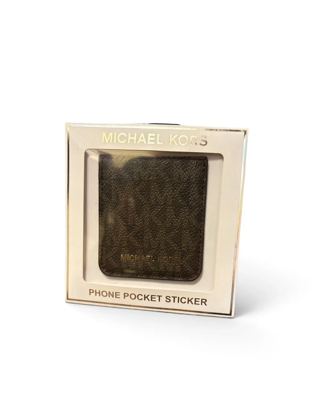 Michael Kors Silver Star Bag Charm with Brown MK Phone Pocket Set NWT
